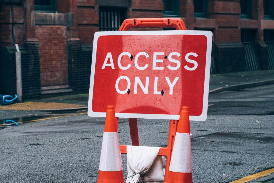 Access a sign on the street