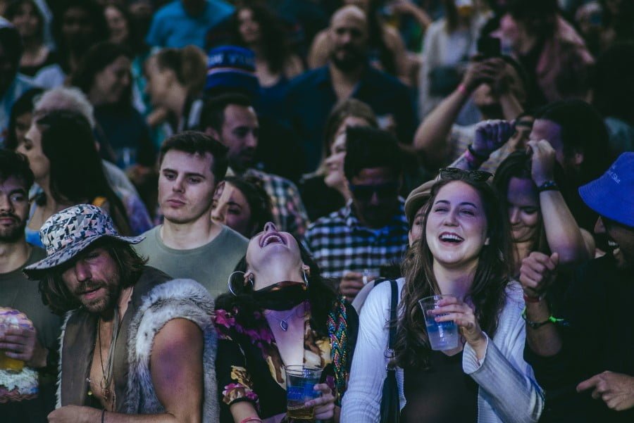 a group of people in a crowd