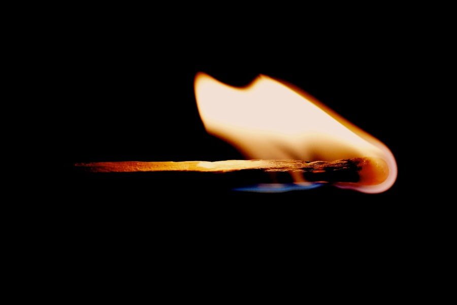 Flame a close-up of a match