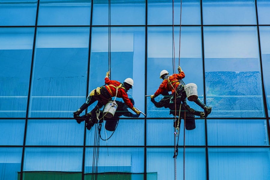 WAH3 a group of men cleaning a building